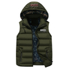 Warm Stitching Cotton Hooded Zipper Pockets Vest