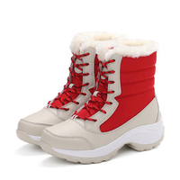 Waterproof Fur Lining Platform Color Match Warm Snow Boots