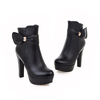 Waterproof High-Heeled Boots Side Zipper Ankle Boots With Bow Decoration