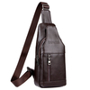 Waterproof PU Leather Crossbody Bag Solid Shoulder Bag Casual Chest Bag For Men