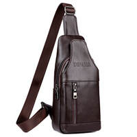 Waterproof PU Leather Crossbody Bag Solid Shoulder Bag Casual Chest Bag For Men