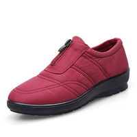 Waterproof Zipper Pure Color Flat Shoes