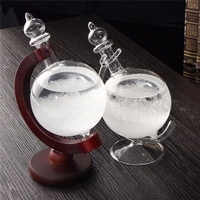 Weather Forecast Crystal Wood Glass Base Home Decor Storm Glass Crystal Diamond Shape Ornament