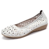 Weave Leather Pure Color Flat Slip On Soft Comfortable Hollow Out Loafers