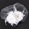 Wedding Bridal Birdcage Face Veil Net Hair Fascinator Feather Flower With Comb