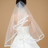 Wedding Bride Veil White Red Leaves Edge Short Bridal Accessories
