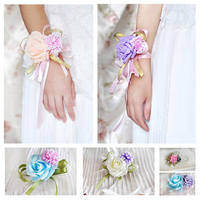 Wedding Handmade Bouquet Hand Flowers Wrist Corsages Decoration