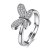 Wedding Jewelry Ring Silver Butterfly Zircon Adjustable Women Ring Gift