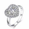 Wedding Luxury Ring Silver Heart Crystal Full Rhinestone Ring for Women Gift
