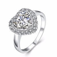 Wedding Luxury Ring Silver Heart Crystal Full Rhinestone Ring for Women Gift