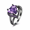 Wedding Women Ring Copper Heart Zircon Rhinestone Ring