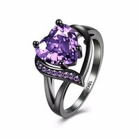 Wedding Women Ring Copper Heart Zircon Rhinestone Ring