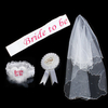 White Bride to Be Garter Sash Veil Badge Rosette Bachelorette Party Hen Night Wedding Accessories