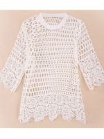 White Embroideried Floral Lace Crochet T-shirt Blouse