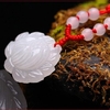 White Jade Hand-Carved Lotus Flower Pendant Necklace