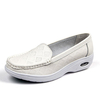 White Leather Slip On Platform Breathable Nurse Shoes