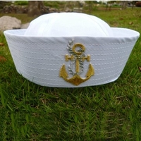 White Sailor Ship Captain Navy Marine Hat Nautical Fancy Dress Cosplay Cap