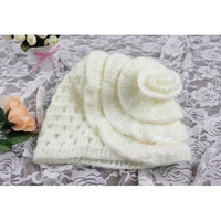 Winter Beret Braided Knited Crochet Baggy Beanie Flower Hat Fashion Ski Cap