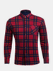 Winter Business Inside Thicken Fleece Warm Plaid Printed Long Sleeve Mens Dress Shirts