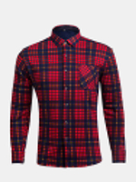 Winter Business Inside Thicken Fleece Warm Plaid Printed Long Sleeve Mens Dress Shirts