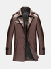 Winter Casual Business Epaulets Decoration Solid Color PU Leather Jacket for Men
