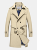 Winter Casual Business Solid Color Thick Warm Double Breasted Slim Fit Trench Coat for Men