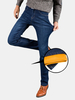Winter Casual Business Thicken Cotton High Elastic Denim Slim Mid-Waist Jean for Men