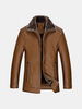 Winter Casual Business Thicken Warm PU Leather Jacket Turn-Down Collar Jacket for Men