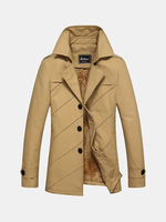 Winter Casual Business Thicken Warm Solid Color Suit Collar Jacket for Men