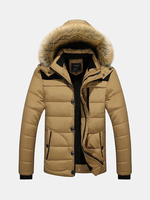Winter Casual Outdoor Thicken Warm Plus Size Furry Hooded Jacket Coat for Men