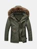 Winter Casual Outdoor Windproof Thicken Warm Slim Detachable Hood Coat for Men