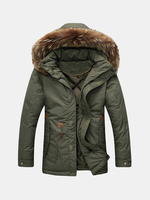 Winter Casual Outdoor Windproof Thicken Warm Slim Detachable Hood Coat for Men
