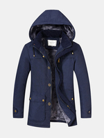 Winter Casual Thicken Warm Multi Pockets Detachable Hood Jacket for Men