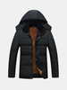 Winter Casual Thicken Warm Waterproof Detachable Hood Black Padded Jacket for Men