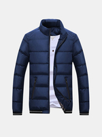 Winter Casual Thicken Warm Windproof Slim Stand Collar Padded Jacket for Men