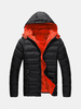 Winter Cotton Padded Light Warm Coat Color Splicing Hooded Jacket for Men