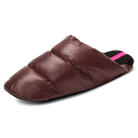 Winter Down Warm Casual Slip On Down Flat Waterproof Indoor Home Slippers