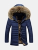 Winter Fashion Korean Style Thicken Warm Windproof Fur Hooded Long Jacket for Men