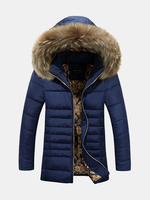 Winter Fashion Korean Style Thicken Warm Windproof Fur Hooded Long Jacket for Men