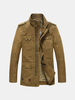 Winter Mens Military Multi-pocket Coat Stand Collar Casual Cotton Jacket