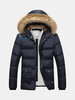 Winter Outdoor Thicken Warm Shoulder Splices Detachable Hood Padded Jacket For Men