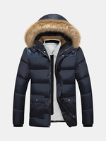 Winter Outdoor Thicken Warm Shoulder Splices Detachable Hood Padded Jacket For Men