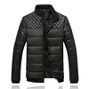 Winter Outdoor Casual Mens Inside Thicken Fleece Warm Stitching Stand Collar Padded Jacket