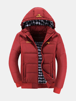 Winter Outdoor Casual Thicken Chest Logo Detachable Hood Padded Jacket For Men