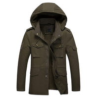 Winter Outdoor Casual Thicken Warm Multi Pockets Slim Hooded Jacket for Men