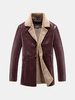 Winter Outdoor Causual Thicken Warm PU Leather Turn-Down Collar Jacket for Men