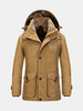 Winter Outdoor Thicken Warm Solid Color Big Pockets Detachable Hood Jacket for Men