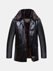 Winter PU Leather Detachable Fur collar Jacket Inside Extra Fleece Thicken Outwear For Men