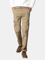 Winter Thick Warm Cargo Pants Polar Fleece Lined Soild Color Big Pocket Casual Trouser for Men