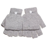 Winter Thick Warm Half Finger Flip Mittens Knitted Women Fingerless Gloves